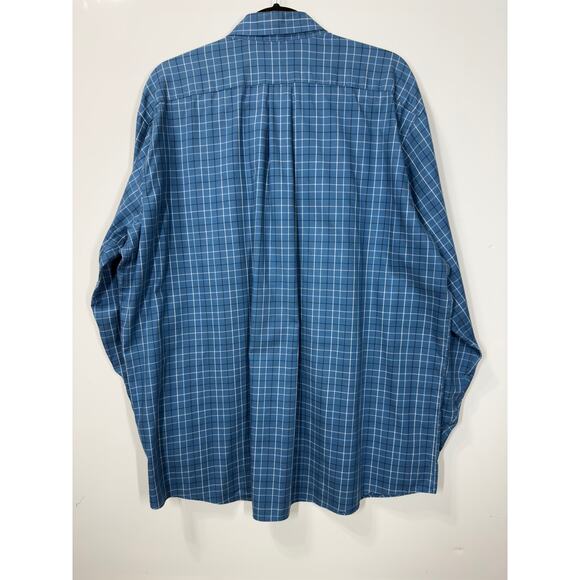 L.L. Bean Button Down Collared Long Sleeve Cotton Blue Plaid Casual Mens Size XL - Picture 6 of 8